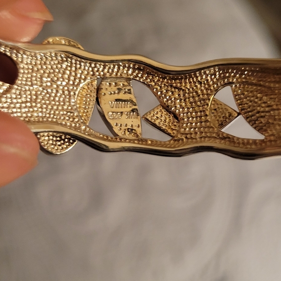 Whitney Kelly Sterling Silver Mosaic Inlay Blue Fire Opal Stone Cuff Bracelet - Picture 4 of 6